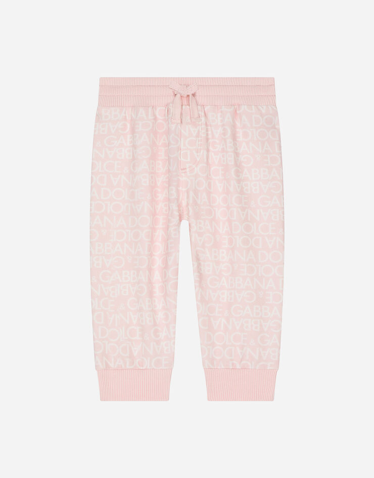 DolceGabbanaSpa Pantalón de chándal en punto con estampado Logomania Rosa L1JPIBG7KR1