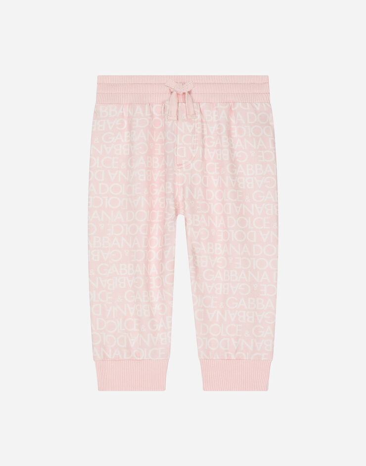 DolceGabbanaSpa Jersey jogging pants with all-over logo print Pink L1JPIBG7KR1