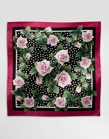 Dolce & Gabbana Rose-print silk twill foulard (90x90) White BB6002B2EM1