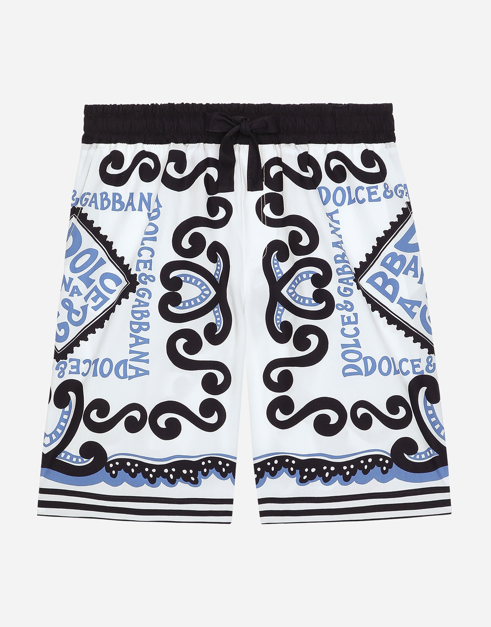 Dolce & Gabbana Marina-print poplin shorts Verde L4JQR1G7M4R