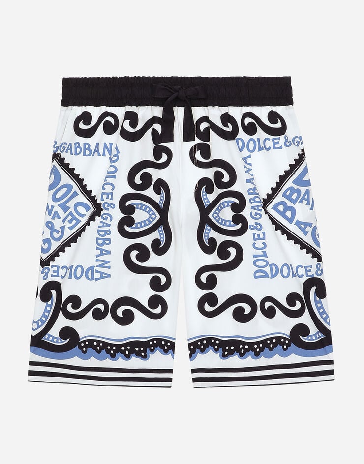 Dolce & Gabbana Marina-print poplin shorts Azul Claro L43Q28G7L0J