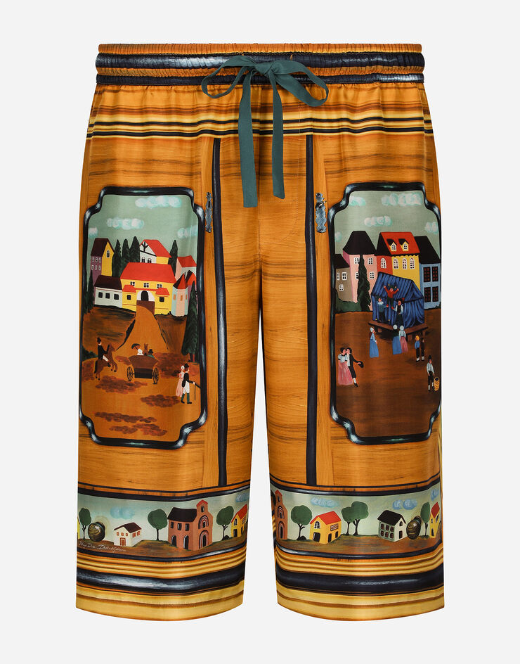 Dolce&Gabbana Silk habotai jogging shorts with closet print Multicolor I4284MGH176