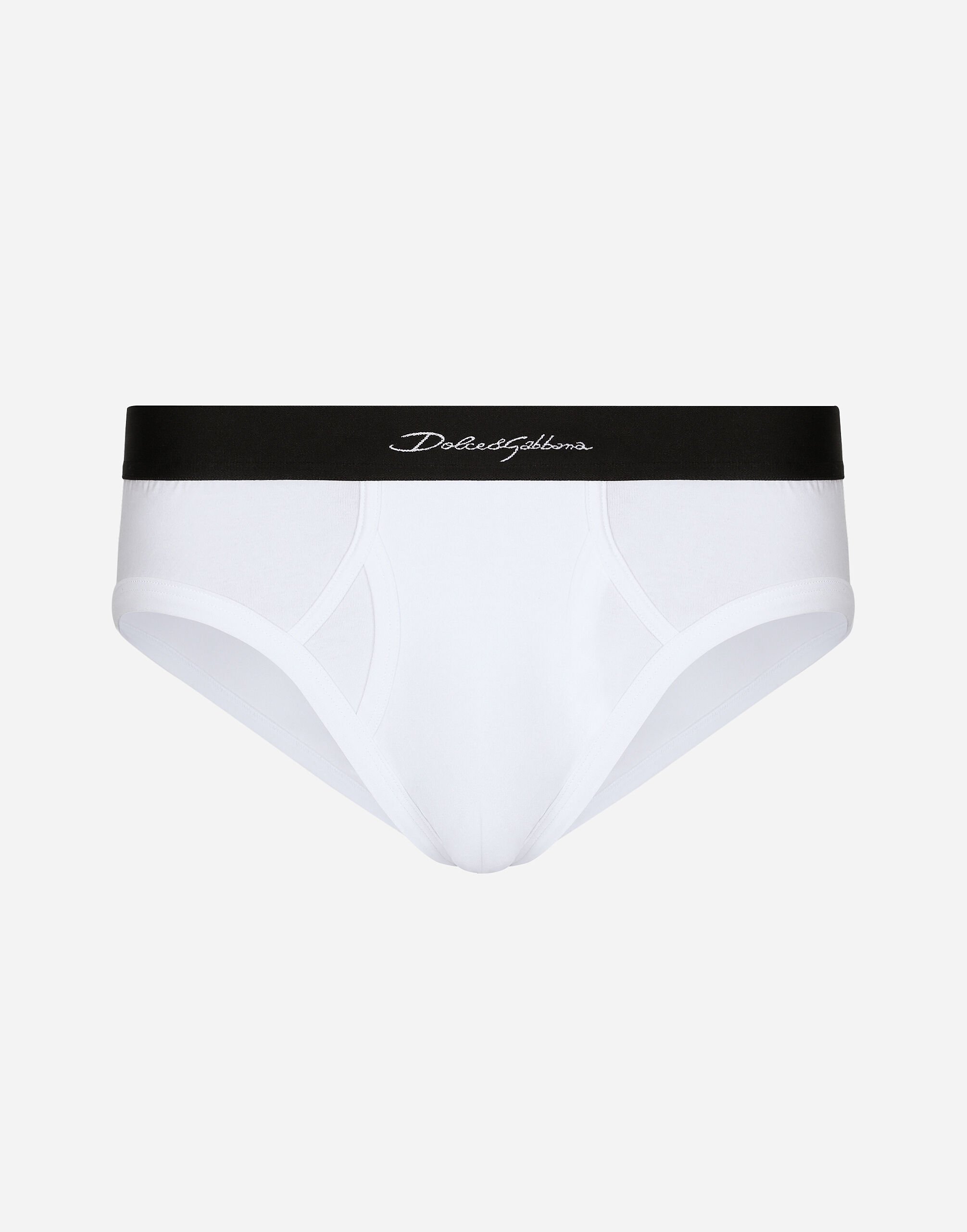 Mid rise briefs in two way stretch cotton jersey in White for Men Dolce Gabbana