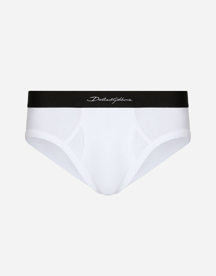 Dolce & Gabbana سروال داخلي بخصر متوسط من قطن جيرسي مرن في اتجاهين أبيض M3F42JONR21