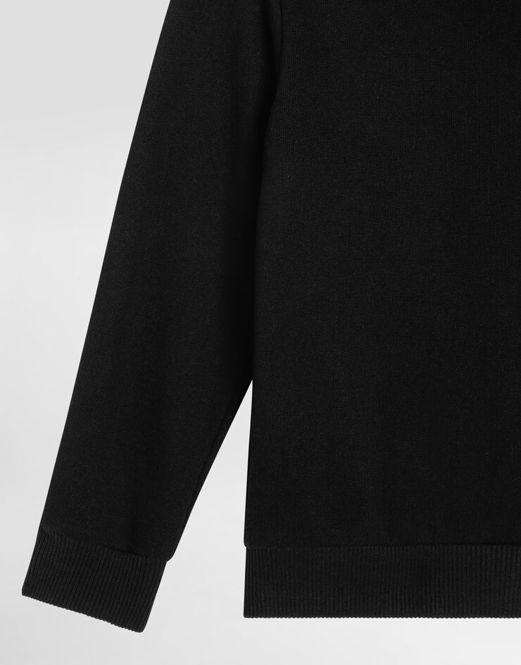 Dolce & Gabbana Zipped hoodie with DG logo plaque Black L4JW2VG7I2P