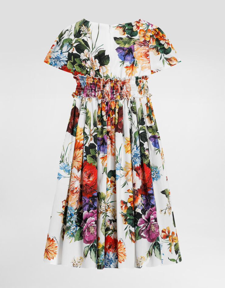 Dolce & Gabbana 花卉印花府绸短袖连衣裙 版画 L53DU2HS5TV