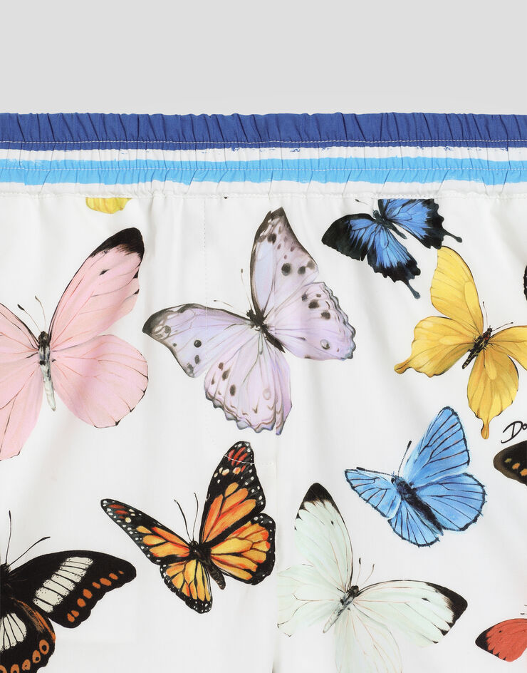 Dolce & Gabbana Striped poplin vanity shorts with butterfly print Print L52Q33FI5KS