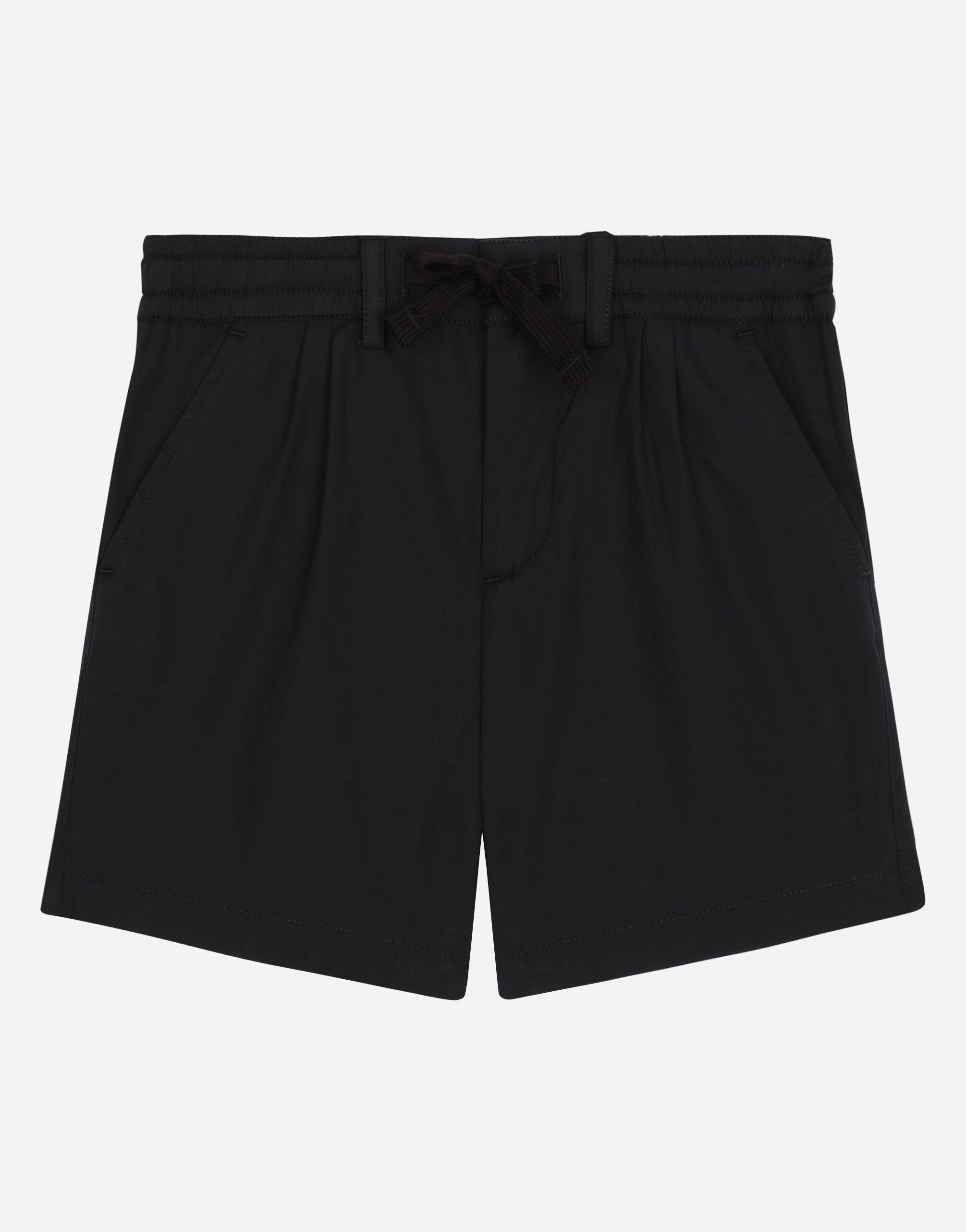 Dolce & Gabbana Stretch poplin shorts with logo tag Beige L13Q08FUFJR