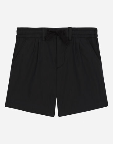 Dolce & Gabbana Bermudas de popelina elástica con placa con logotipo Imprima L1JQT8II7EI