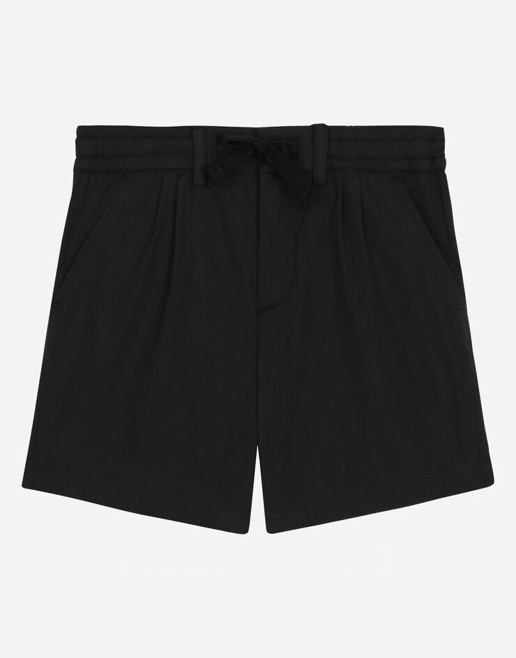 Dolce & Gabbana Bermudas de popelina elástica con placa con logotipo Azul L12Q95FUFIP