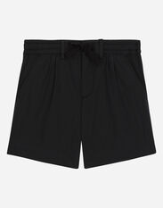 DolceGabbanaSpa Stretch poplin shorts with logo tag Black L1JPIGG7KU7