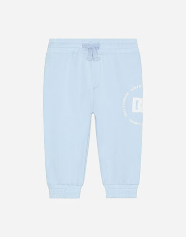 Dolce & Gabbana Jersey jogging pants with DG logo print Beige L13Q08FUFJR