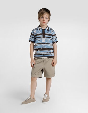 Dolce & Gabbana Polo en coton jacquard rayé Multicolor L4KWH4JBCHG