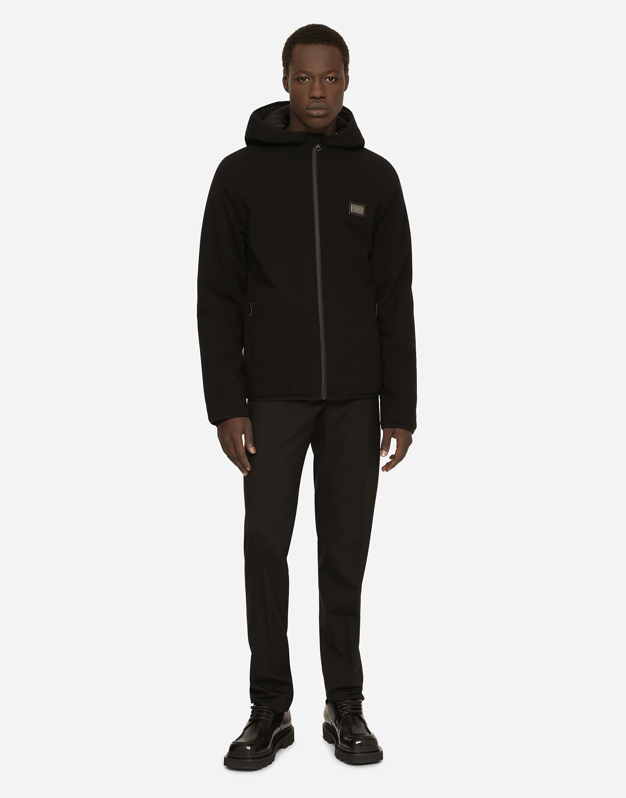 (送料・関税込))DOLCE & GABBANA Hooded jersey jacket Hooded jersey jacket with branded tag in Black for Men