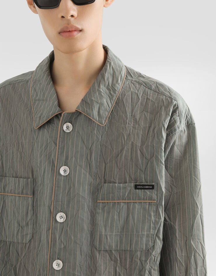 Dolce & Gabbana Crinkled striped linen-blend vanity shirt Multicolor G5OI1TFBMFT