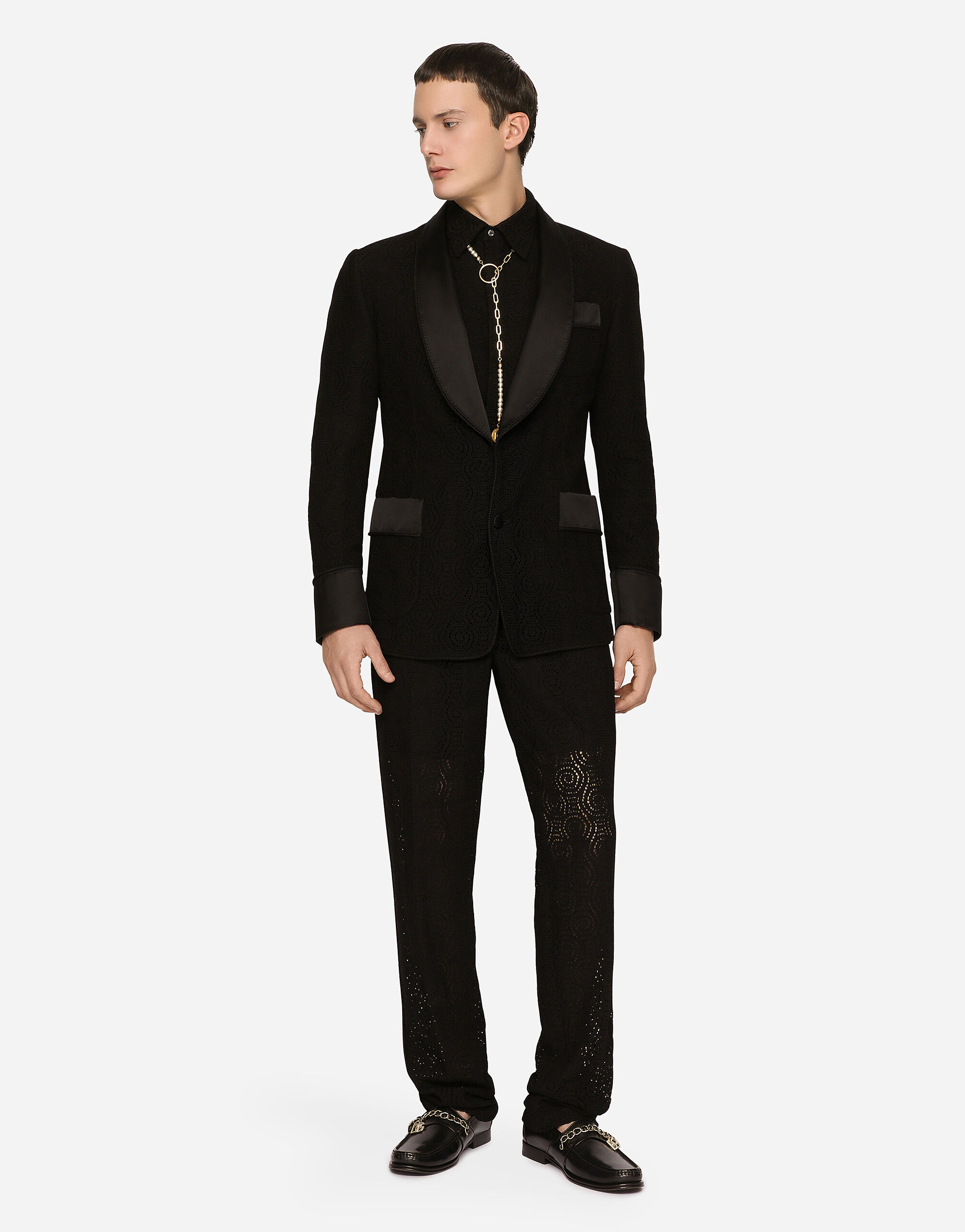 Lace Sicilia fit tuxedo jacket in Black for Men Dolce Gabbana US