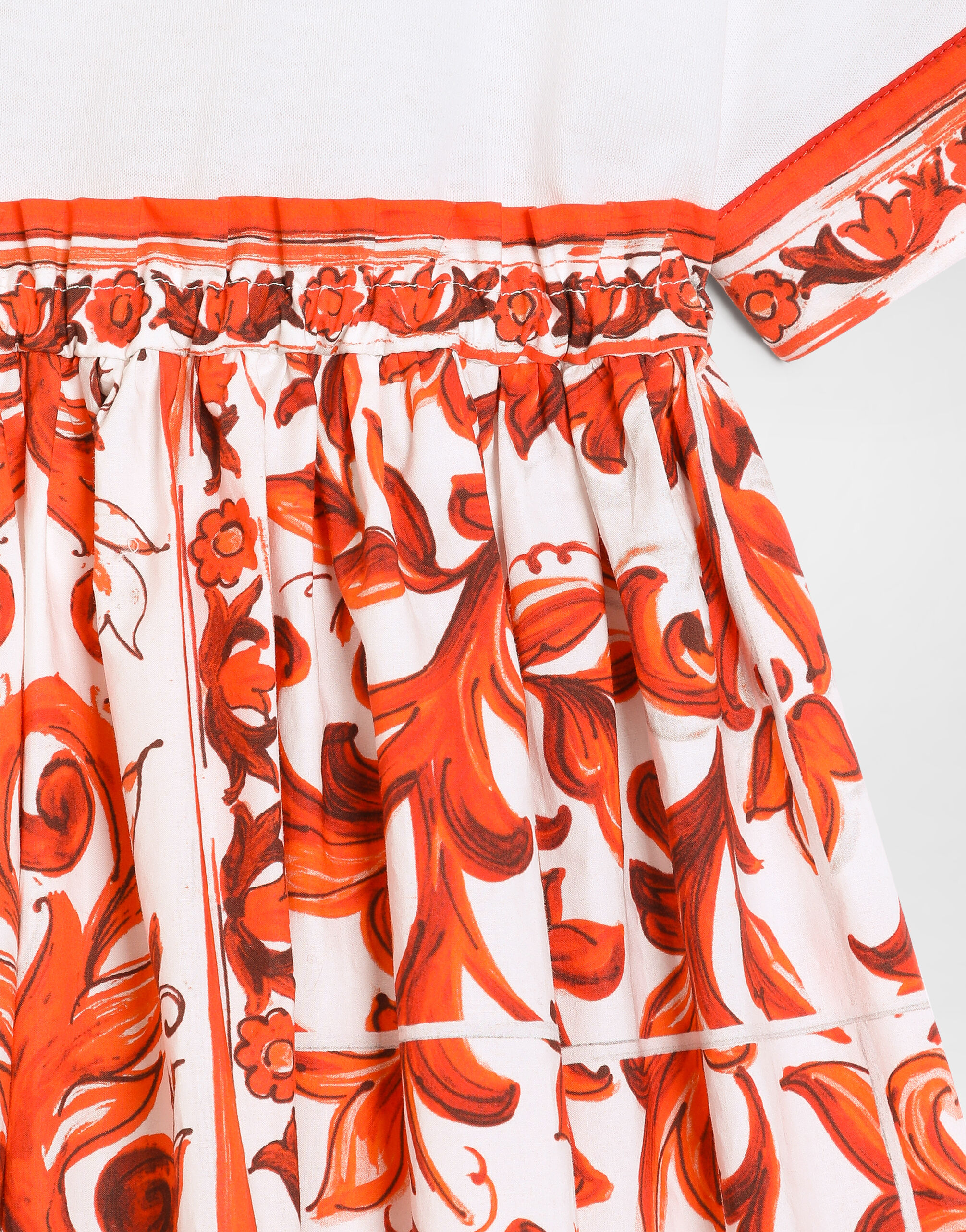 Majolica-print mix material dress in Multicolor for Girls
