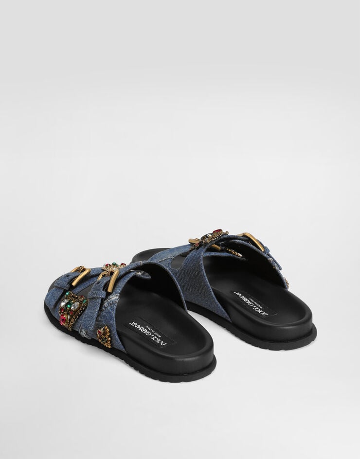 Dolce & Gabbana شبشب دنيم مسطح بتطريز متعدد الألوان CQ0664AN624