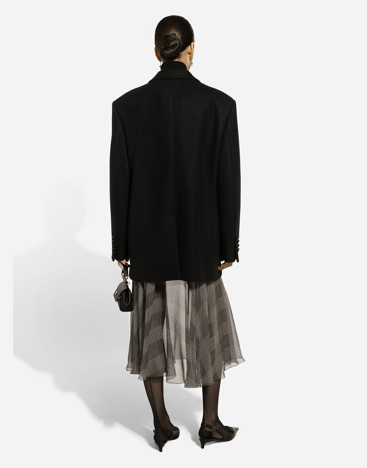 Dolce & Gabbana Zweireihige Oversize-Jacke aus Wolltuch Schwarz F293VTHUMN1