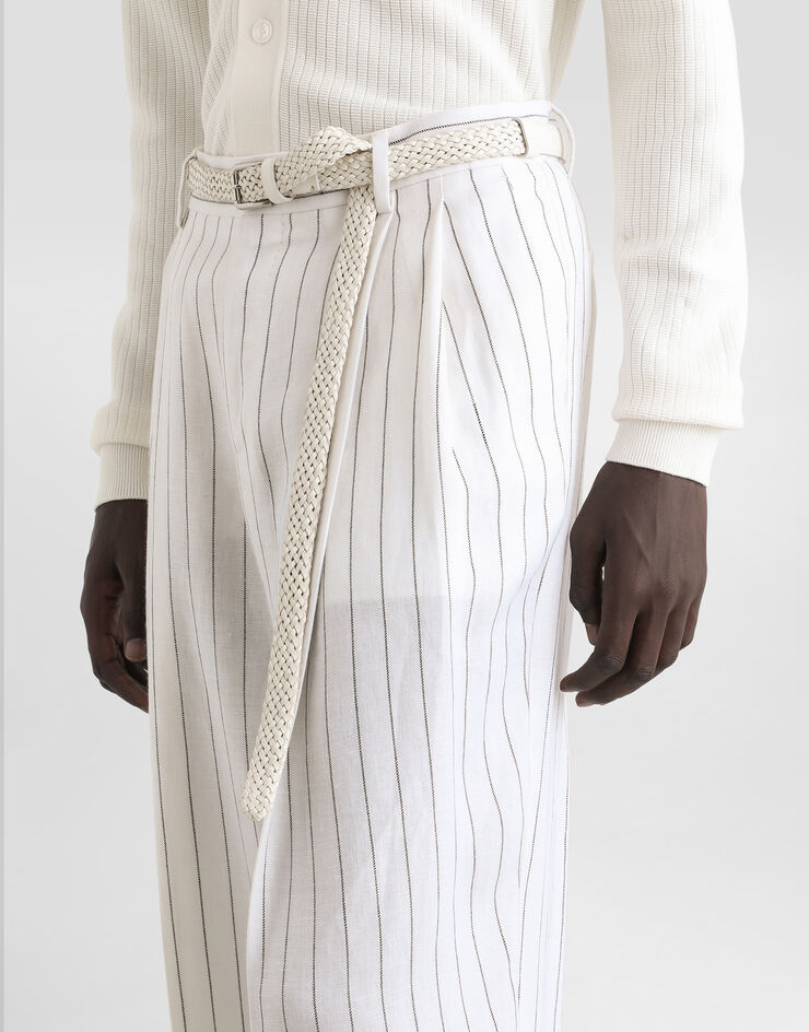 Dolce & Gabbana Pinstripe linen-blend pants with double darts Multicolor GP10DTFR3F0