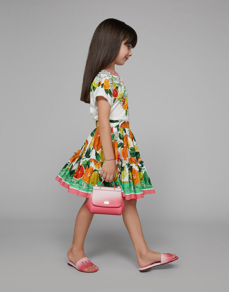 Dolce & Gabbana Poplin skirt with lemon and orange print Print L54I58G7L9A