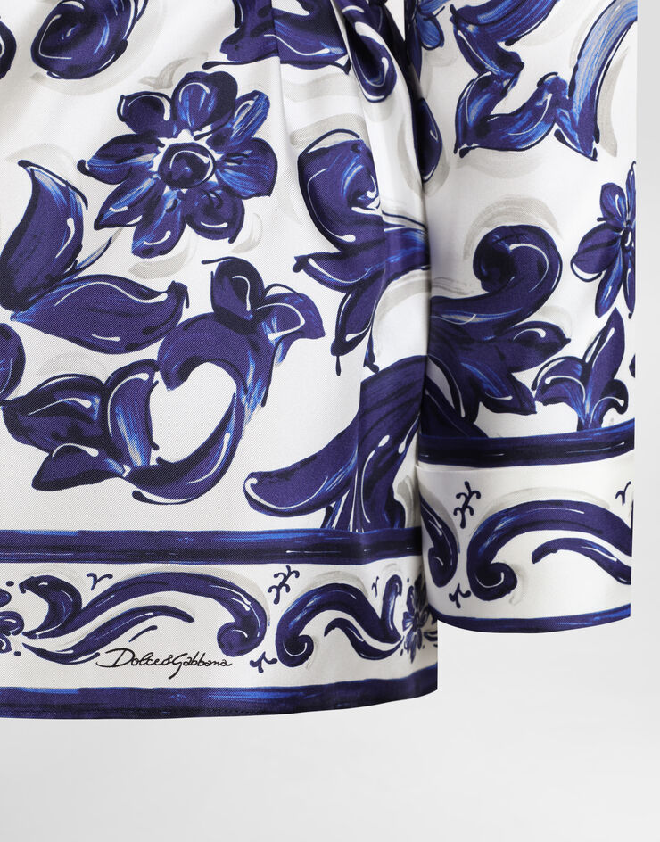 Dolce & Gabbana Camisa vanity de seda con estampado de mayólica Imprima I5654WHI1S5