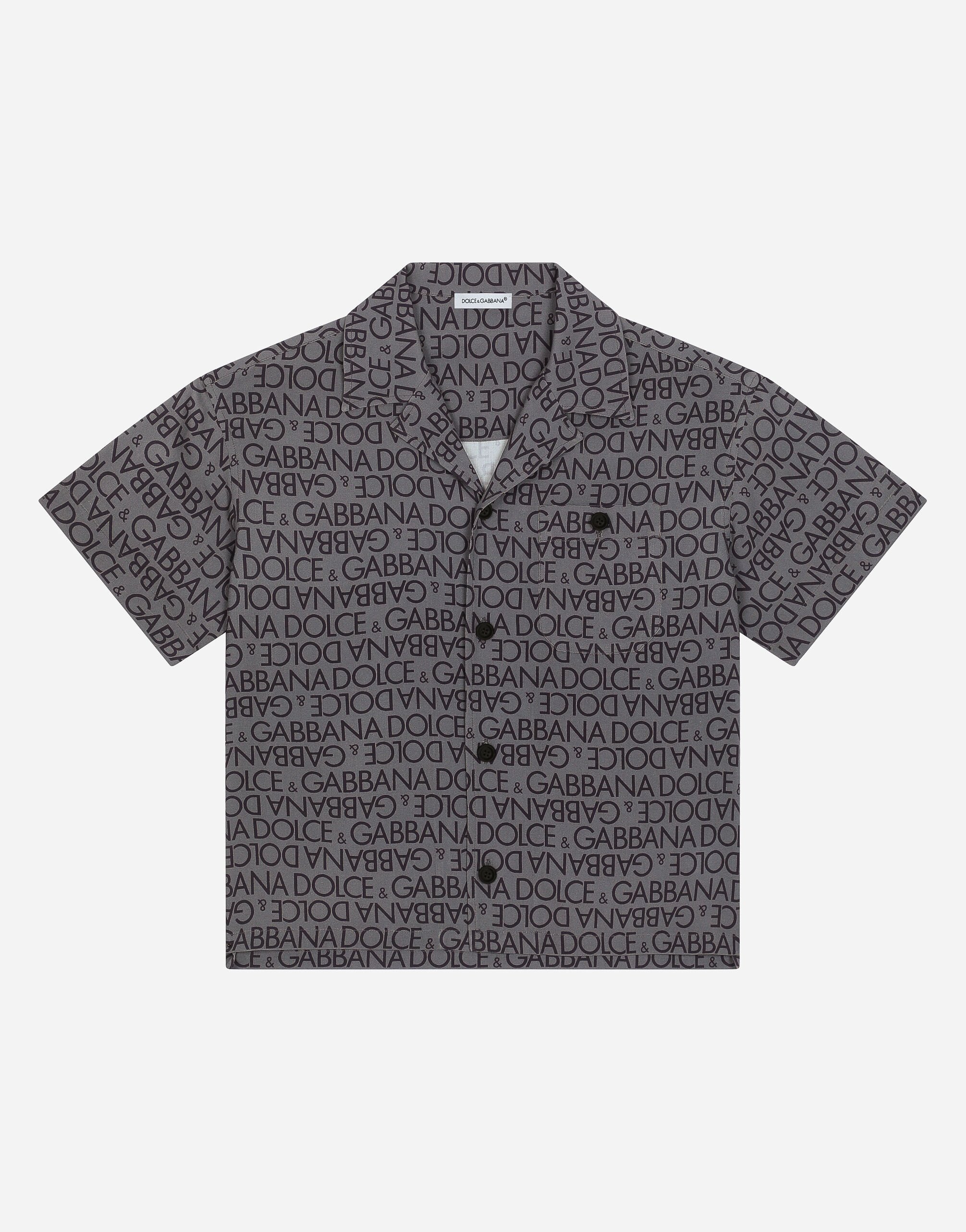 Dolce & Gabbana Viscose bowling shirt with the all-over logo print Gris L44S07G7M4B
