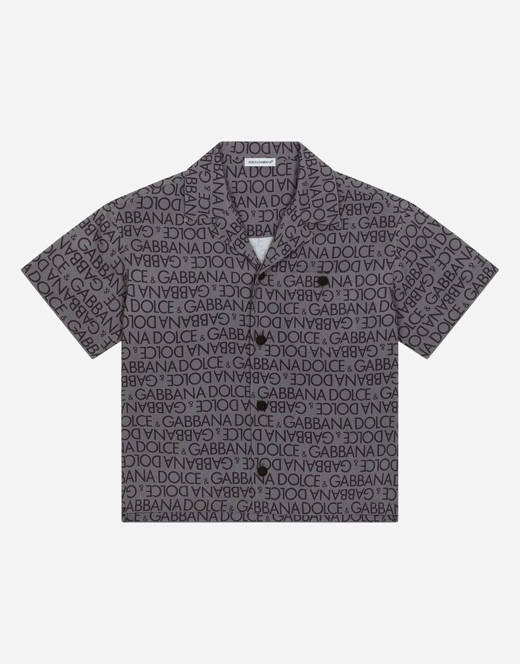 Dolce&Gabbana Viscose bowling shirt with the all-over logo print Grey L43S81FS8C4
