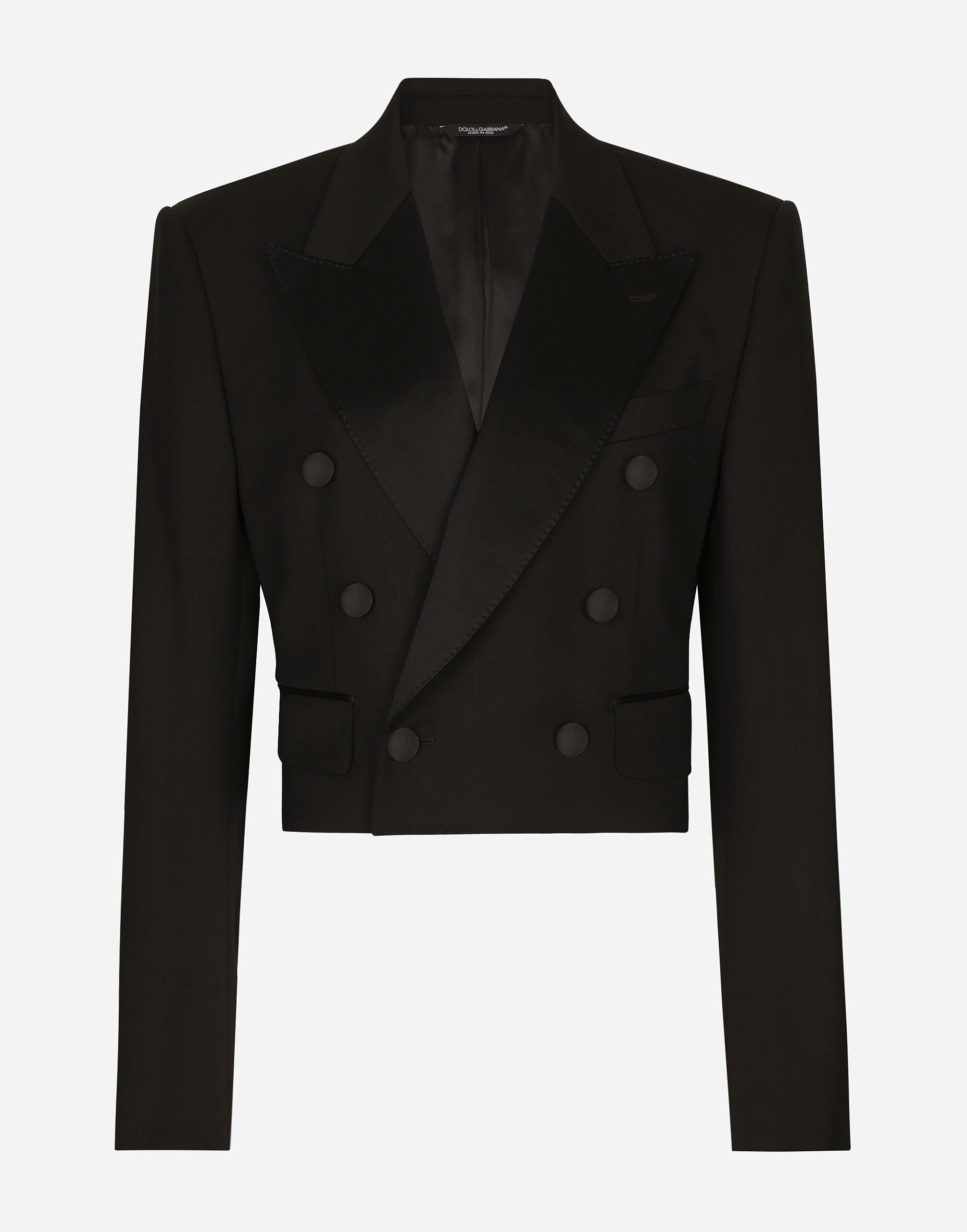 Dolce & Gabbana جاكيت توكسيدو صوف قصير بصف أزرار مزدوج أسود F29MCTFUBE7