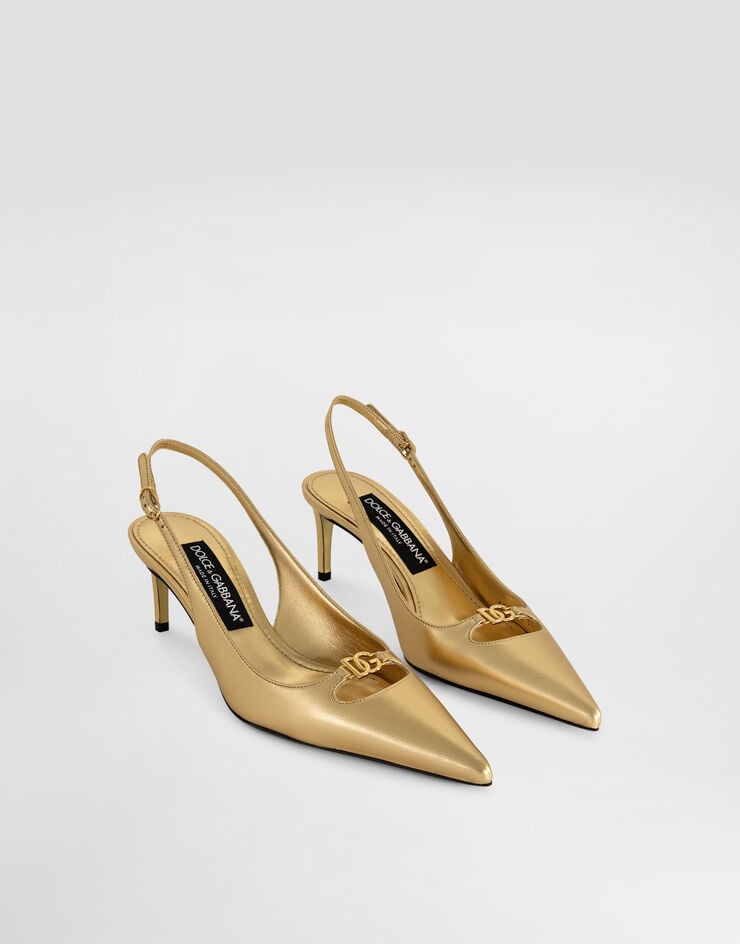 Dolce & Gabbana Burnished nappa leather slingback Gold CG0796C7343