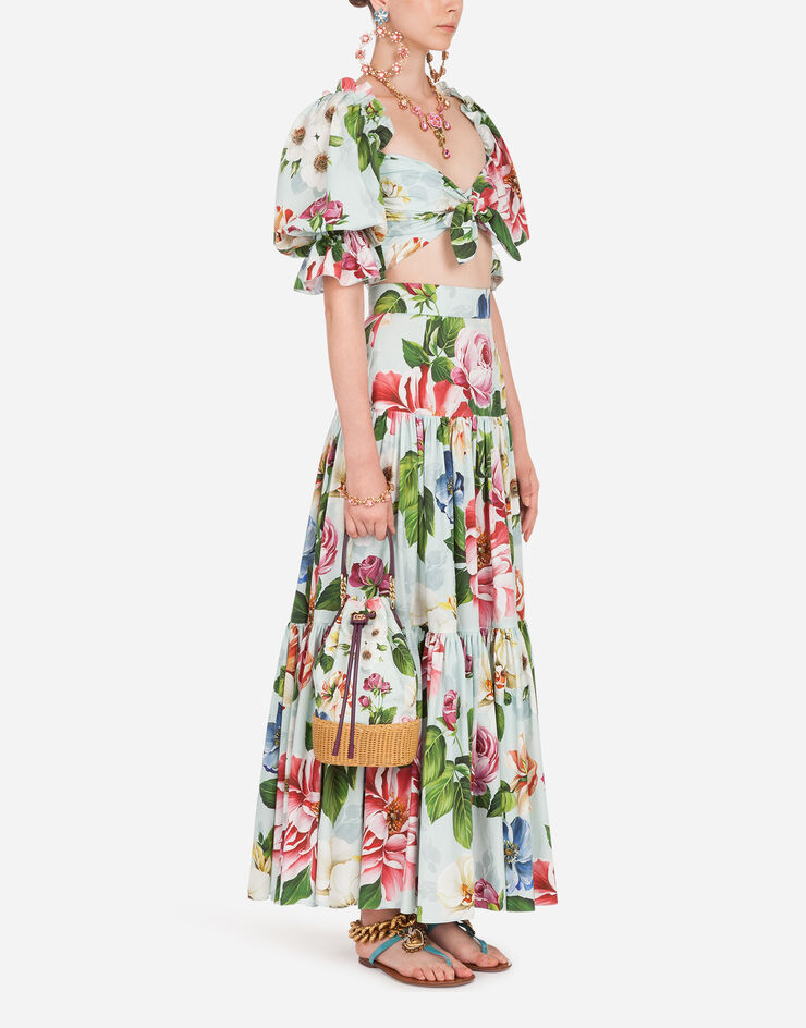 Dolce & Gabbana FLORAL-PRINT POPLIN CROP TOP ESTAMPADO DE FLORES F74F2THS5GB