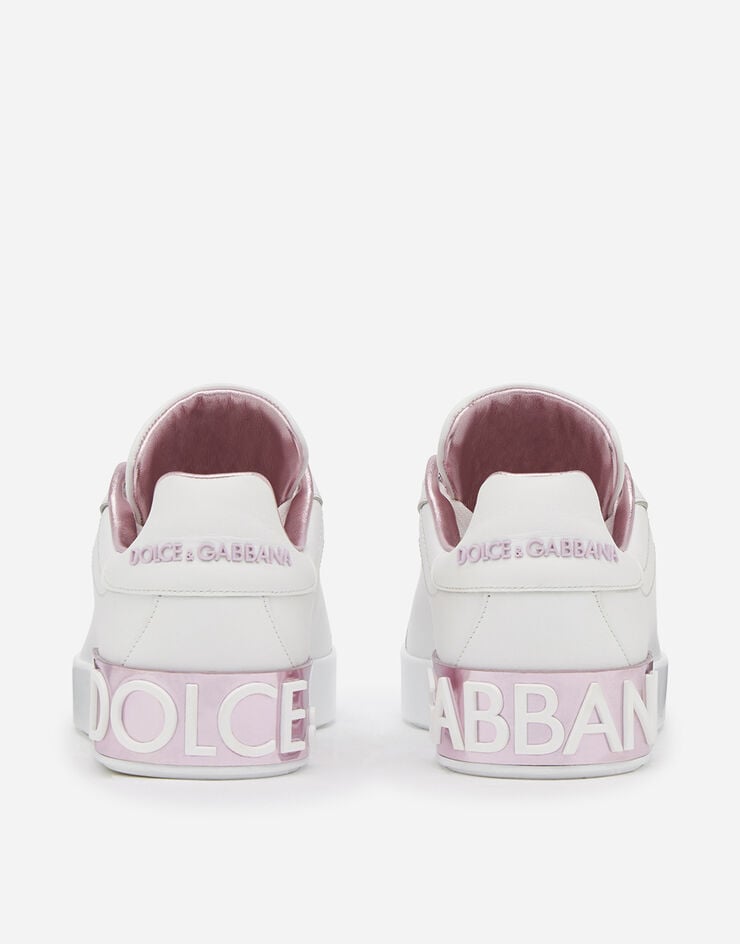 Dolce & Gabbana Sneaker Portofino in pelle di vitello nappata Bianco/Rosa CK1544AX615