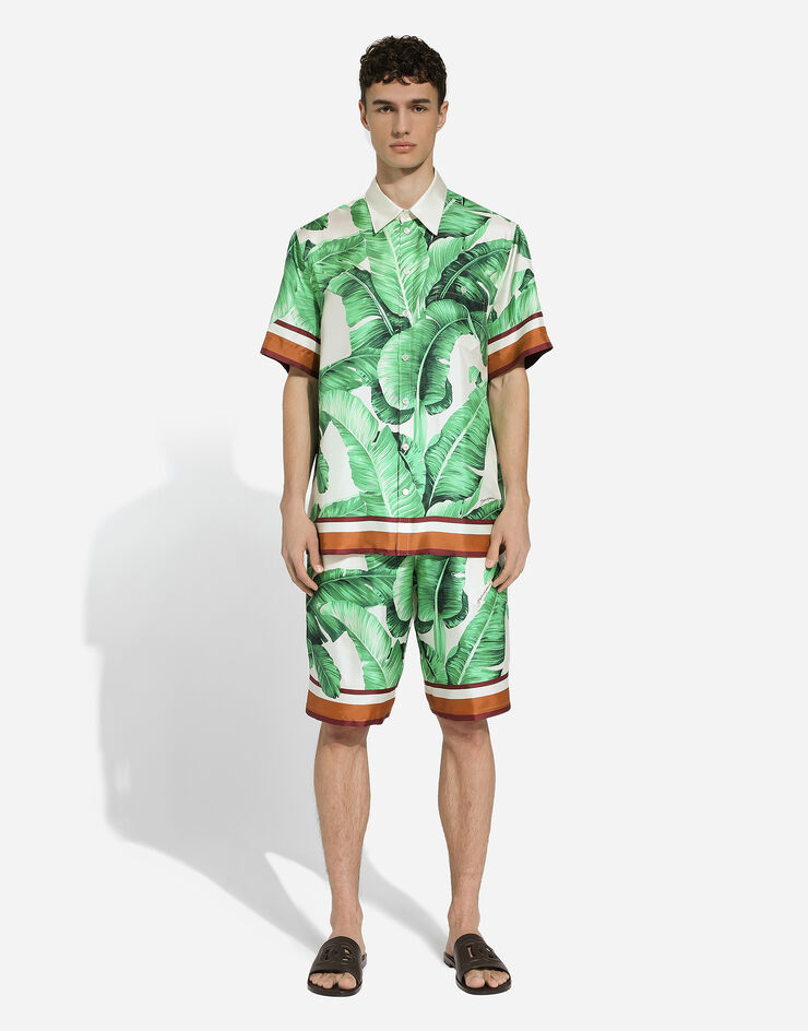 Dolce & Gabbana Silk Hawaiian shirt with banana tree print Print G5LG9THI1QZ