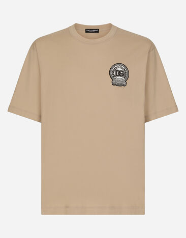 Dolce & Gabbana Camiseta de algodón con logotipo DG bordado Negro G5LQ3TGH460