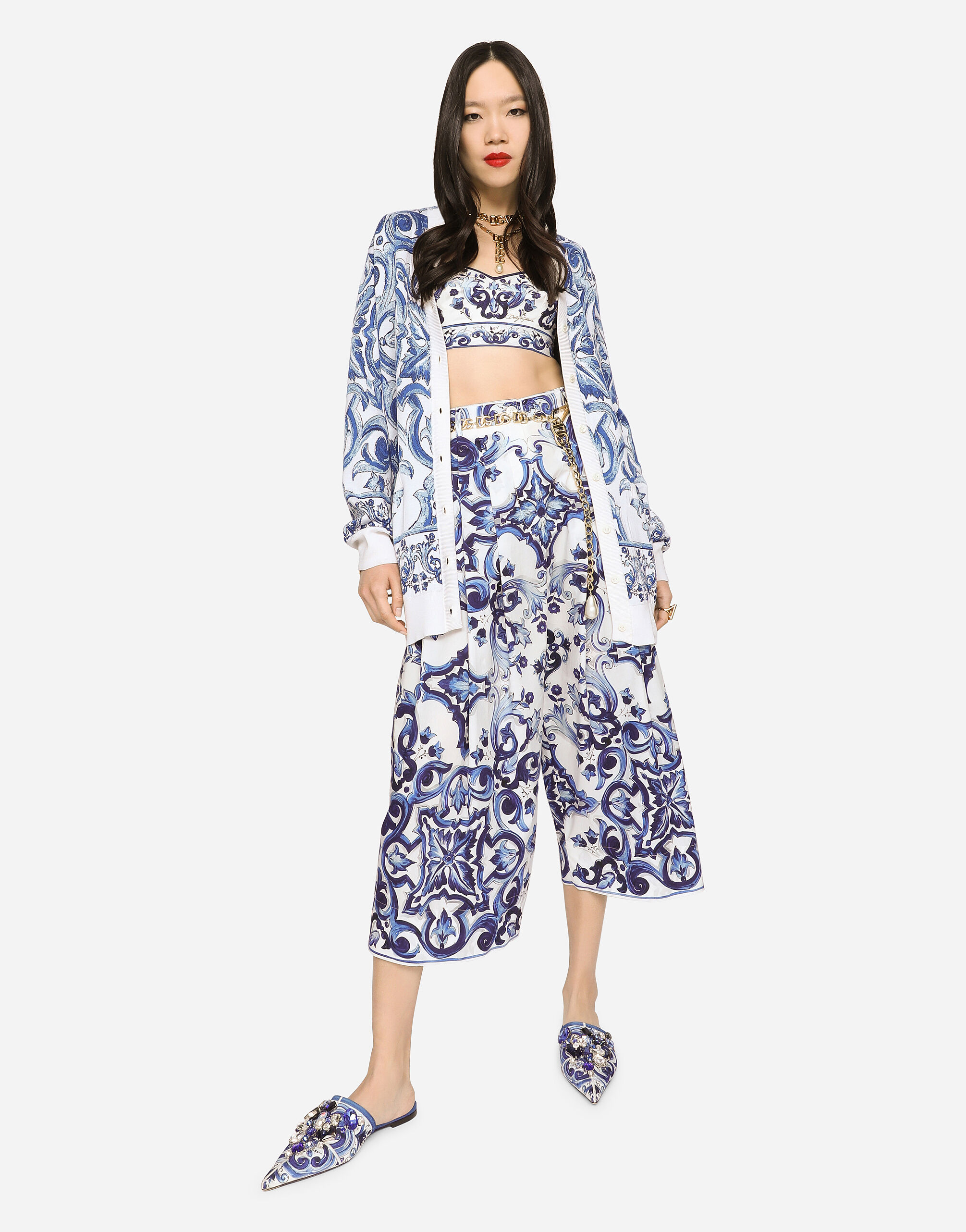 ドルチェ&ガッバーナ　マヨリカ柄カーディガン￼ マルチカラーのウィメンズ カーディガン シルク マヨリカジャ