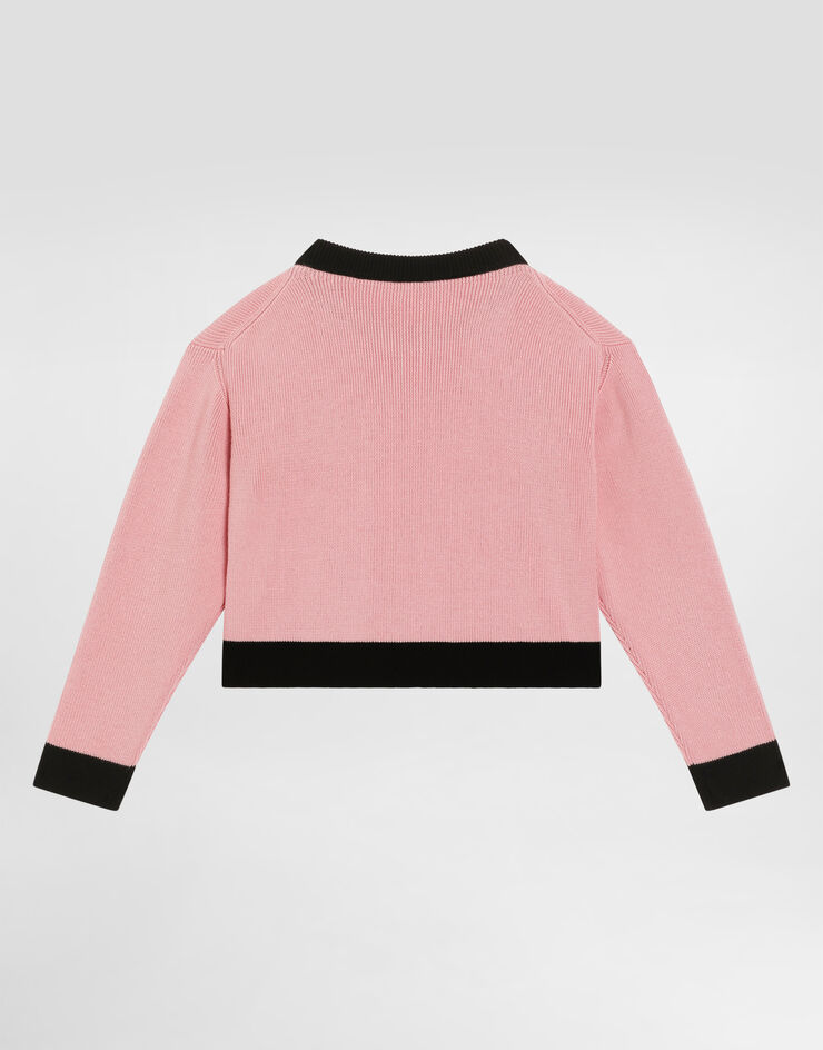 Dolce & Gabbana Plaint-knit pullover with DG logo Pink L5KWK5JFMLL
