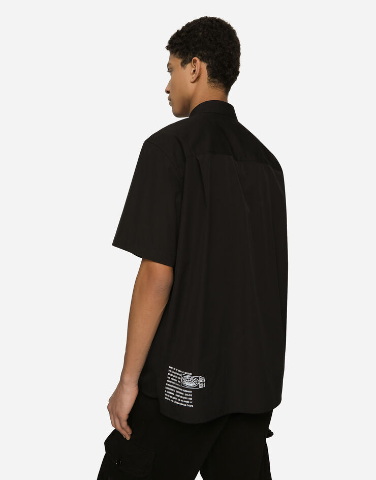 Dolce&Gabbana Cotton poplin shirt with logo print Black G5LG6TFU5EW