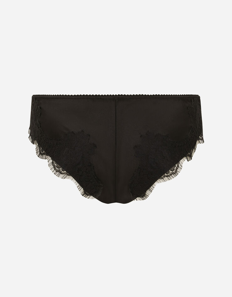 Dolce & Gabbana Satin briefs with lace detailing Black O2A02TFUAD8