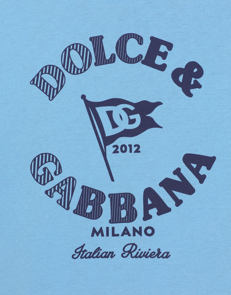Dolce & Gabbana Jersey T-shirt with Dolce&Gabbana logo Azure L4JTHVG7OJY