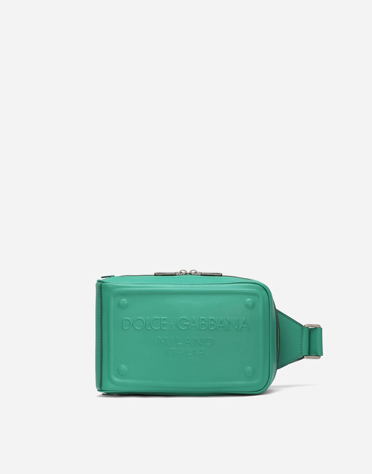 Dolce & Gabbana Riñonera en piel de becerro con logotipo en relieve Vert BM2264AG218