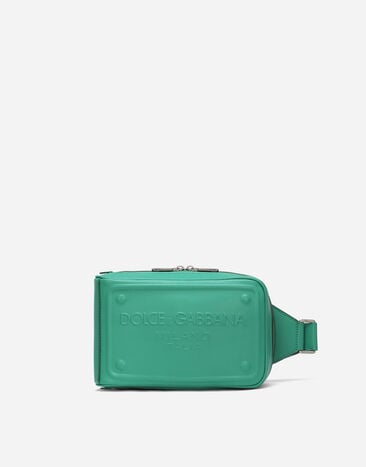 Dolce & Gabbana Gürteltasche aus Kalbsleder mit Relieflogo Grau BM7329AG218