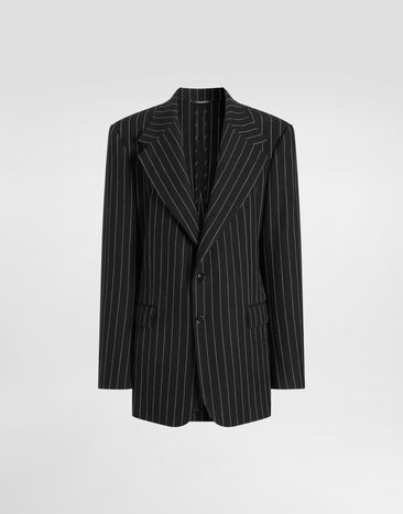 Dolce & Gabbana Sicilia single-breasted pinstripe jacket in wool and linen Multicolor F2JAATFR3F2