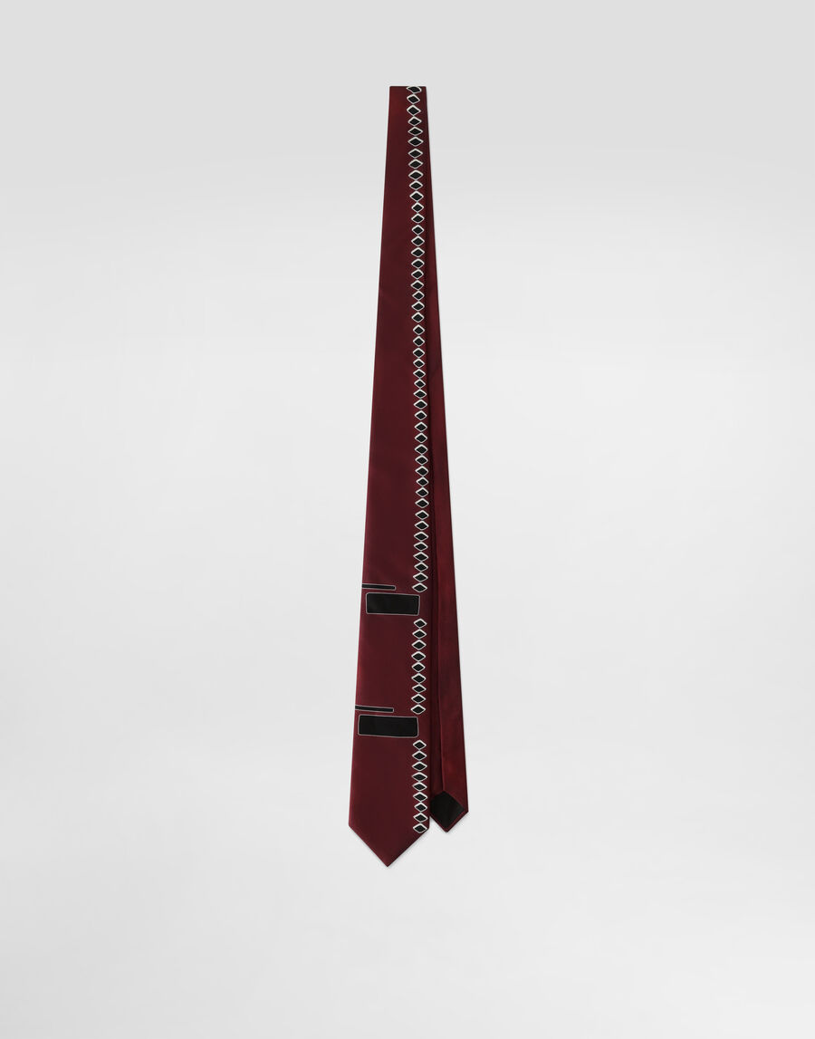 Vintage-print twill tie