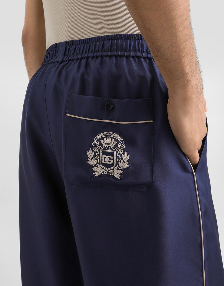 Dolce & Gabbana Vanity silk bermuda shorts with embroidery Blue GV5MAZGK254