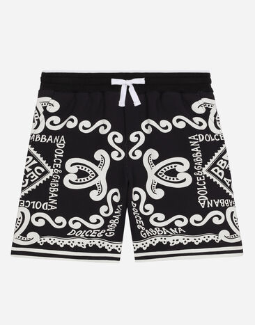 Dolce & Gabbana Jersey shorts with Marina print Black L4JTEYG7K8Z