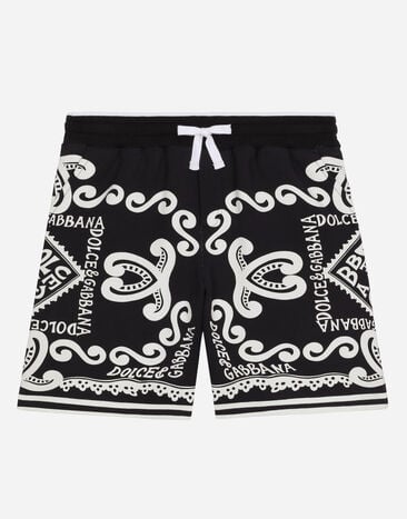 Dolce & Gabbana Jersey shorts with Marina print Verde L4JQR1G7M4R