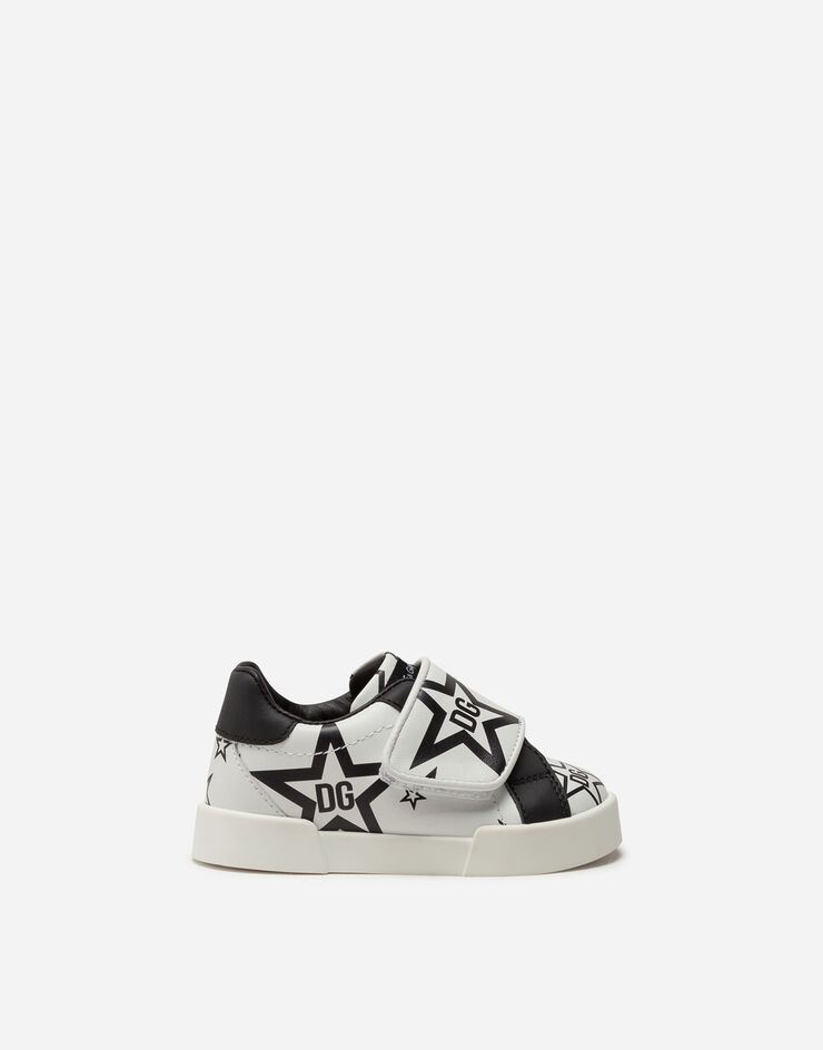 Dolce & Gabbana PORTOFINO LIGHT SNEAKERS IN CALFSKIN WITH MILLENNIALS STAR PRINT PANNA DN0135AJ630