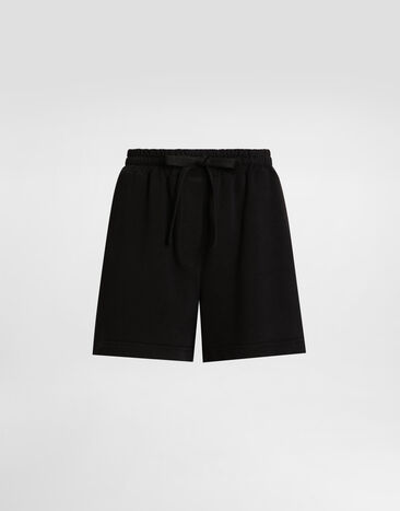 Dolce & Gabbana Fleece shorts with DG embroidery Black FTC90ZGDC9Z