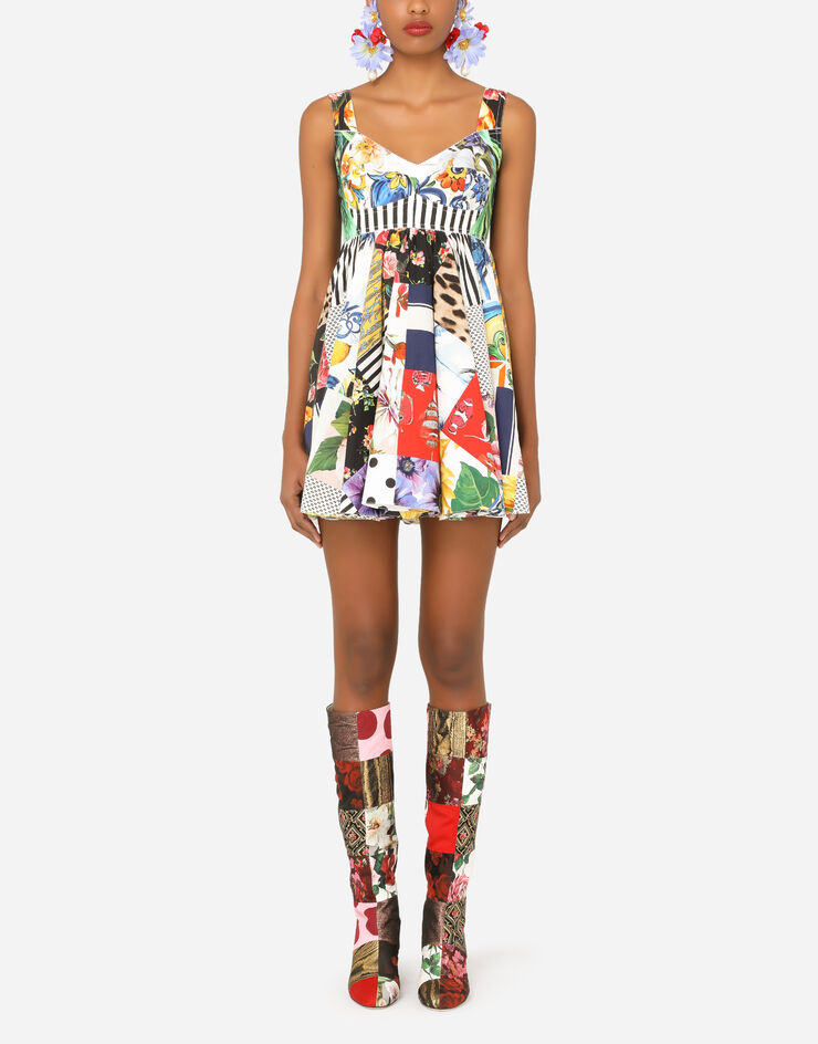Dolce & Gabbana Short patchwork poplin dress 蓝 F6P0MTGDY45