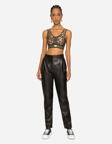 Dolce & Gabbana Leopard-print spandex/jersey crop top Multicolor I7AAKWG7BPT
